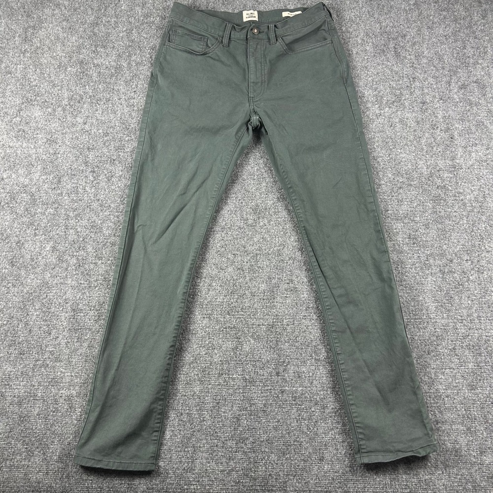 Flint and Tinder 365 Pants Mens 31x32 Olive Green Slim Fit Chino Trousers Casual
